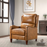 FABRICATION HAUS Fauteuil Relax en Cuir Véritable Fauteuil Inclinable Rembourré Chaise Simple Moderne avec Dossier & Repose-Pieds Réglables pour Salon, Camel