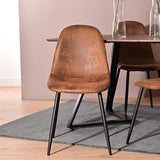 MEUBLE COSY Lot de 4 chaises de salle à manger Scandinave Fauteuil Salon Salon Pied Métal Noir Rétro Vintage en Suède Marron, 42,5x54,5x86cm