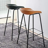 FIONAT Tabouret de Bar avec Repose-Pieds Et Dossier Chaises de Bar en Cuir PU Noir Jambes en Métal Vintage Rétro Petit Déjeuner Tabourets de Bar pour Comptoir Sièges de Cuisine Hauteur 65 Cm