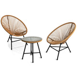 IDMarket - Salon de Jardin Izmir Table et 2 fauteuils Oeuf Cordage Effet rotin