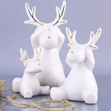 Valery Madelyn 3pcs Ensemble de décoration de Renne de Noël, Ornements en céramique de Figurines de Wapiti, décoration de Table (Hiver étincelant)