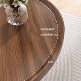 Table basse industrielle ronde – Tables basses pour le salon, table à thé moderne de loisirs, table centrale pour le salon, salle à manger, tables gigognes pour les petits espaces (couleur : noyer,