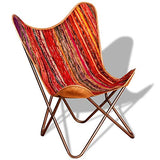 vidaXL Chaise Papillon Cuir Véritable Marron Fauteuil Salon Chambre Maison
