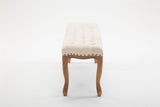 CLP Banc Nefertiti en Tissu, Banquette de la Salle à Manger, Banc rembourré avec piètement en Bois, Design Chesterfield Crème, Piètement: Couleur Antique Clair