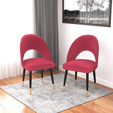 mecor Lot de 2 Chaises de Salle à Manger Confortable, Chaise Tissu Rembourrée en Velour, Chaise Fauteuil Salon avec Pied en Métal, Chaise Moderne pour Cuisine, Table, Salon, Chambre (Rouge)