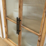Made In Meubles Vitrine en Bois de Sapin et Verre strié 2 Portes Nicole