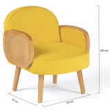IDMarket - Fauteuil Elina en Velours Jaune et cannage