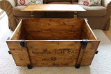 Uncle Joe de Style Vintage Shabby Chic Roosevelt Field Coffre, Bois, Marron Clair, Grande, 98 x 55 x 48 cm,