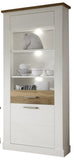 Maisonnerie 1491-131-61 Vitrine Armoire Toronto Style Campagnard Blanc Pin décor, Noyer Satin LxHxP 80x210x42 cm