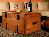 TANGDIAABBCC Own Design Rustic Vintage Cottage Retro Wooden Pine Chest Trunk Coffee Table Blanket Box Medium Wood Brown
