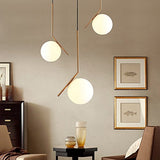 MZStech Moderne Mode Suspension Lampe Fer Verre LED Luminaire Suspension Boule Verre Vec Du Métal Doré (30CM)