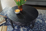 WOHNLING Basse Design 80x36x80 cm Table Basse en manguier en Bois Massif Rond Noir | Table de Salon en Bois Table de Salon Solide | Table de Salon Oriental | Table Basse Table de Salon