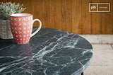 pib Table Basse scandinave Vertü en marbre Vert - Association Facile, Matériaux Nobles | Une Table Basse au Luxe Intemporel Entre marbre Vert et métal Mat - Noir foncé (L80 x H33 x P80 cm)