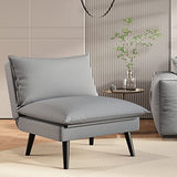 Vesgantti Canapé-Lit Convertible 1 Place, Fauteuil Chauffeuse 1 Place, 6 Positions Pliant, Grand Confort, pour Salon/Bureau/Chambre/Appartement/Petit Espace, Tissu Gris