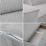 GrekPol Paris Canapé d'angle en tissu velours côtelé Poso avec fonction convertible et espace de rangement - Universel - Gris clair