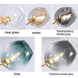 CCSUN 160cm Boule En Verre Ramification Lustre,E27 Spoutnik Lustre Hauteur Réglable,Créatif 7 Lumières Moderne Globe Suspension Luminaire,Verre Soufflé Métal Luminaire Transparent Noir 7-lumières