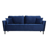Miliboo Canapé 3 Places en Velours Bleu BEKA
