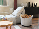 Cadin: Porte bûches en Cuir de Couleur Noir, Panier Sac à bûches, Chariot à Bois, Panier à granulés, Idée Cadeau, Made in Italy, Design Firestyle®.