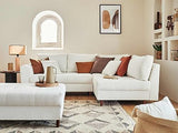 Lisa Design - Rune - canapé d'angle Droit - 4 Places - avec Pouf d'appoint - en Tissu Bouclette - Blanc