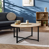TecTake Table Basse Ronde de Style Industriel Table de Salon Table de canapé Table d’appoint Bois MDF – diverses Couleurs (Marron Clair)