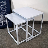 Tables Basses, Ensemble de 2 Tables gigognes Tables d'appoint de canapé en Fer Nordique Petite Table carrée empilable 44 × 37 × 44 cm + 50 × 40 × 50 cm (Couleur : Blanc)