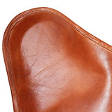 vidaXL Chaise Papillon Cuir Véritable Marron Fauteuil Salon Chambre Maison