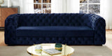Canapé 3 places chesterfield STANLEY - Velours (Bleu Nuit)