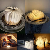 LED Bois Livre Lampes,Lampes décoratives,Petit lampe de chevet LED pliable en bois Blanc chaud en papier avec câble USB,Veilleuse Lumieres,Lampe de Lecture Pliante,Le cadeau parfait pour les femmes