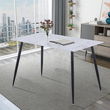 GOLDFAN Table à Manger Design Moderne avec Pieds en Métal pour Salle à Manger Salon Bureau (Blanc, 110 x 70 x 75 cm)