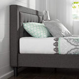 Cadre de lit plateforme capitonné 35 cm Dachelle ZINUS | Sommier | Support à lattes en bois | Facile à monter | 160 x 200 cm | Gris foncé