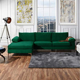 BHDesign Amanda - Canapé d'angle Moderne 5 Places - Tissu Velours - Coloris Vert