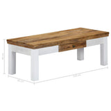 Tidyard Table Basse avec 1 Tiroir | Table Basse Rétro en Bois de Manguier Massif 110x50x40 cm