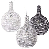 Luminaire Rodia,suspension rotin, 60 W, noir, ø 33 x H 54 cm