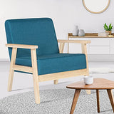 IDMarket - Fauteuil scandinave Anders en Tissu Bleu Canard