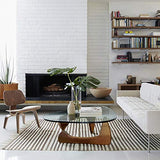 Noguchi Table Basse en Verre Triangulaire Table d'extrémité en Verre Vintage, Base en Bois Massif et Plateau en Verre Transparent Table d'extrémité Moderne pour Le Salon, Le Patio ou Le Bureau.