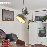 HOFSTEIN Suspension Hora en métal gris effet rouille et base aspect bois, lampe pendante retro-industrielle, hauteur ajustable, max. 109 cm, pour 1 ampoule E27, ampoule(s) non incluse(s)