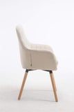 CLP Chaise de Salle à Manger Confortable Florian Rembourré Revêtement en Tissu - Chaise Visiteur avec Un Design Retro Accoudoirs et Pieds en Bois - Couleurs au Choix: Crème, Nature