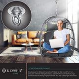 KESSER® Fauteuil Suspendu Effet Jungle avec Structure en Acier | Panier Suspendu avec Grand Coussin + Fixation pour Plafond | Balançoire Suspendue | pour intérieur et extérieur