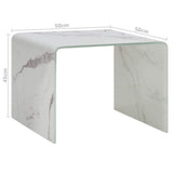 Tidyard Table Basse en Verre Trempé avec Un Aspect de Marbre Unique Style Moderne Blanc 50 x 50 x 45 cm