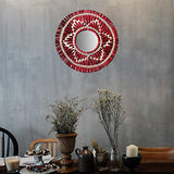 LANGM Miroir Mural Fait à La Main, Miroir Mural Tissé en Rotin (y Compris Miroir), Décor à La Main Bohème, Utilisé dans Le Salon Et La Chambre De L'appartement (D)