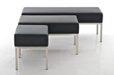 CLP Banc 3 Places LAMEGA 120x40, Rembourrage épais 15 cm, Banquette, châssis en Acier brossé, Similicuir Noir