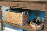 Decorasian Panier de rangement tressé en jacinthe d'eau – jonc de mer long et étroit avec poignée en bois