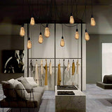 YNXing - Suspension Edison vintage - Réglable - Lampe suspendue - Luminaire industriel - Lustre noir - 1, 3, 5, 6 têtes - 8 supports de lampe