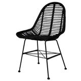 vidaXL 2X Chaise de Salle à Manger Rotin Naturel Noir Fauteuil Meuble de Salon