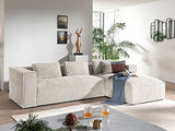 Lisa Design - Canapé d'angle Stella - Canapé 4 Places en Velours Côtelé - Style Contemporain - Fabriqué en Europe - Droit, Beige