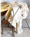Couverture marocaine à pompons en coton tissé à la main pour lit king size (XL – 238,8 x 299,7 cm)