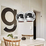 Industrial miroir moderne verre boule luminaire, miroir ajustable, Pendentif boule Ligh, ombre de lampe de plafond pour cuisine, salle à manger, Bar (Sliver, 25cm)