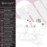 KESSER® Bistroset Set de 3 pièces table de bistrot avec 2 chaises pliantes - Ensemble de meubles de balcon - Meuble de jardin - Ensemble de meubles de jardin - En métal - Blanc
