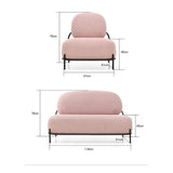 XZKHL Modern Accent Fabric Chair Einzelsofa Bequemer gepolsterter Sessel Wohnzimmermöbel, Keine Armlehne Schmiedeeisengestell, Pebble Design, Rosa, Einzelposition, Grün, Doppelplatz