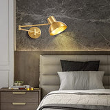 Applique Murale Interieur LED 5W, Métal Bras Long Réglable Lampe Murale 3000K Blanc Chaud Moderne Simple Bras Oscillant Luminaire Mural Pour Chambre Salon Escalier Couloir, Doré